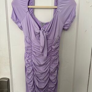Elegant Lavender Ruched Mini Dress